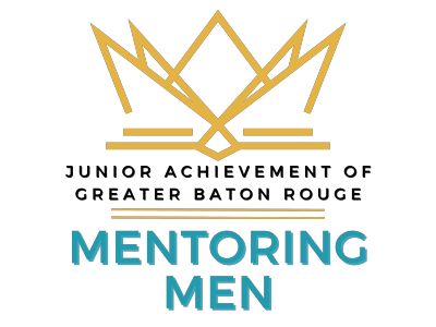 White background with a gold crown and Mentoring Men in turquoise